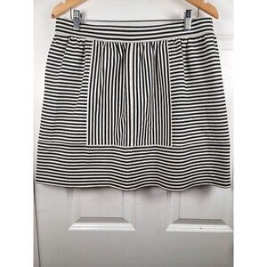 Madewell Striped Mini Skirt Womens 12 Black White Ponte‎ Knit Fstival Casual